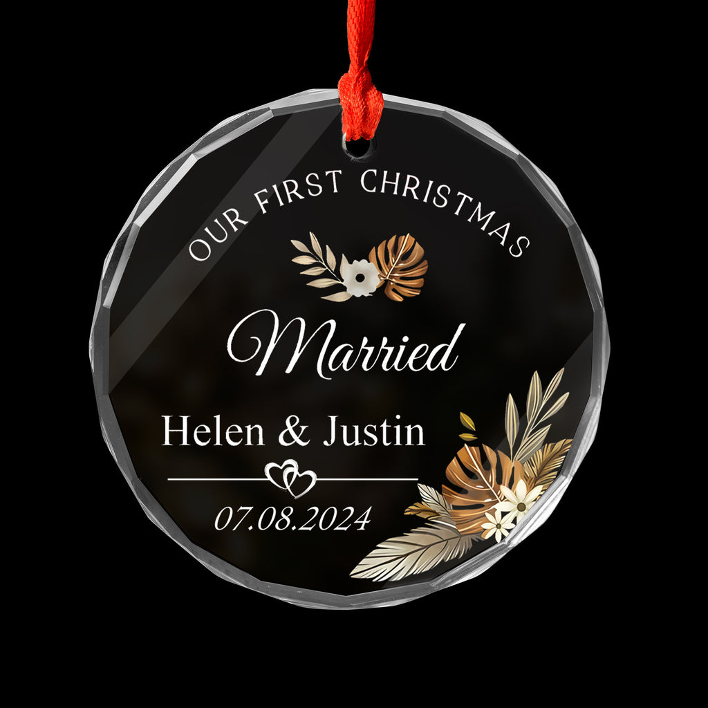 Personalized First Christmas as Married Glass Ornament 2026, Wedding Keepsake - image 4