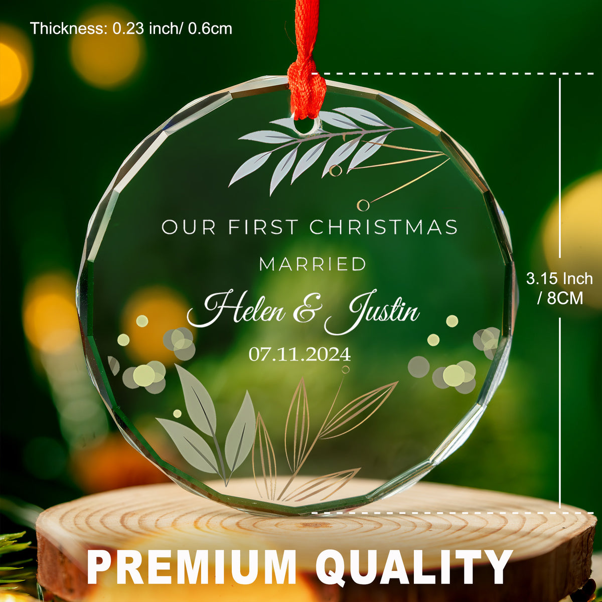 Personalized First Christmas Married Glass Ornament, Gift for Couples - image 2