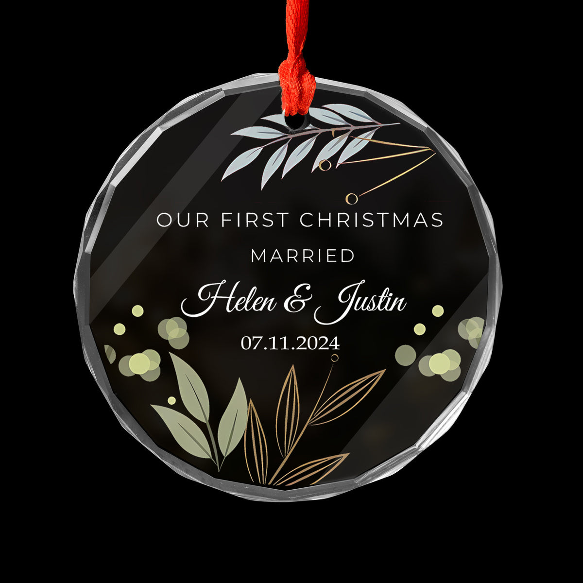 Personalized First Christmas Married Glass Ornament, Gift for Couples - image 4