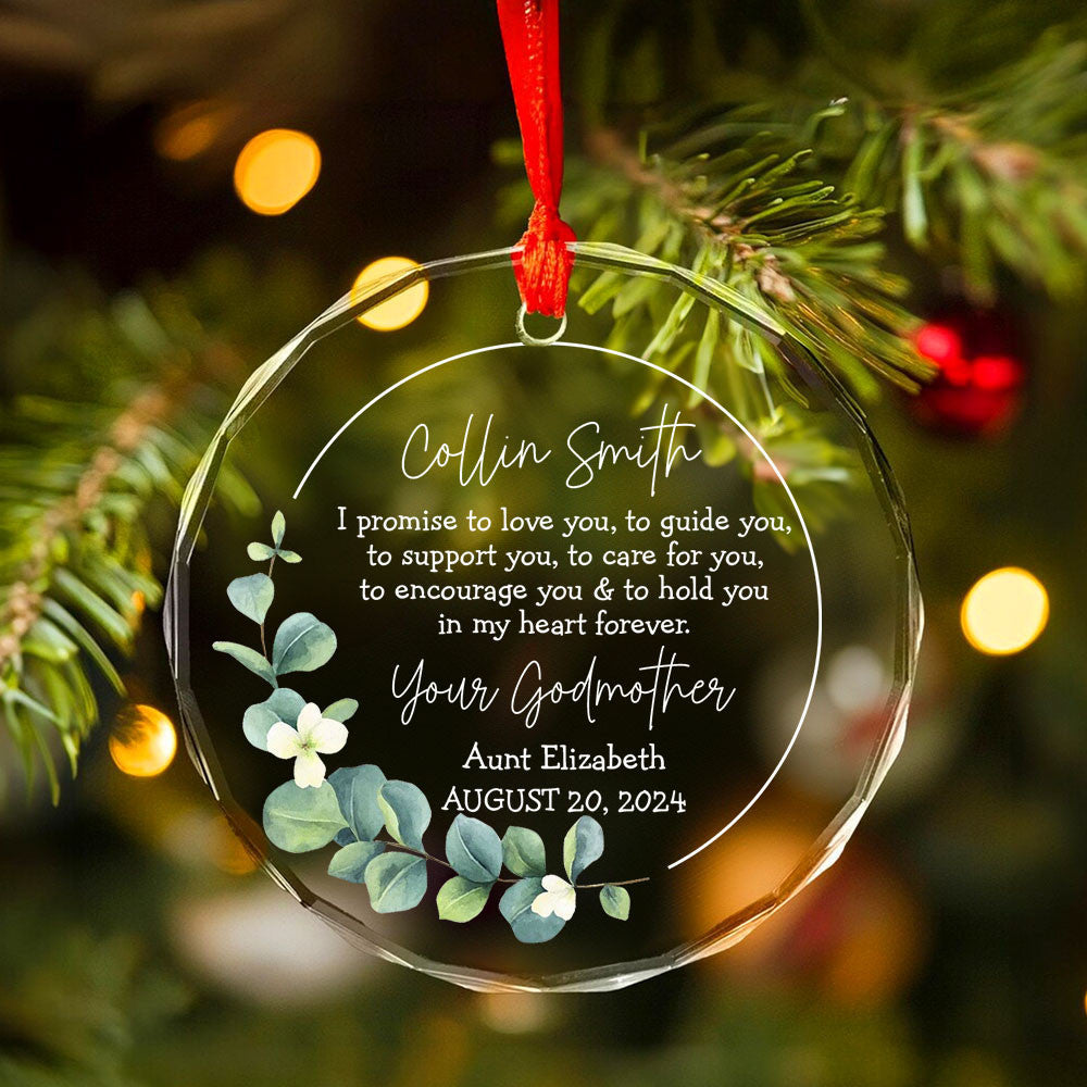 Personalized Baptism Glass Christmas Ornament, Godfather Gift - image 3