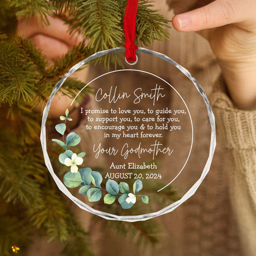 Personalized Baptism Glass Christmas Ornament, Godfather Gift - image 4