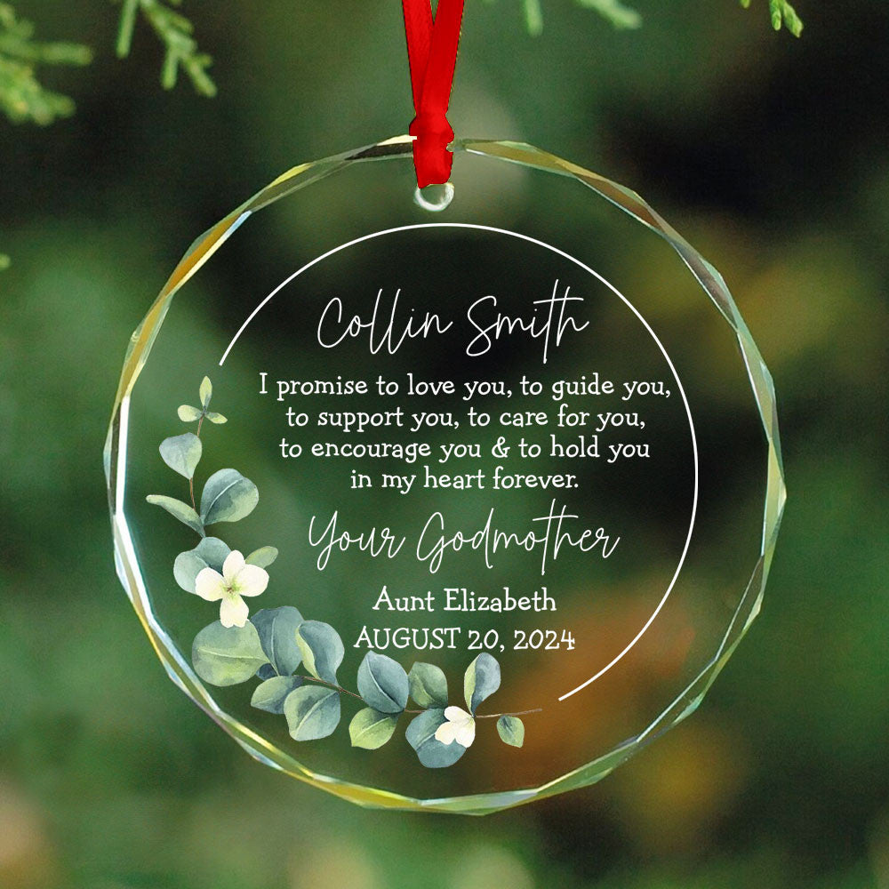 Personalized Baptism Glass Christmas Ornament, Godfather Gift - image 2