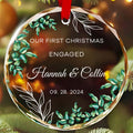 Personalized Engaged Glass Christmas Ornament, Engagement Party Gift