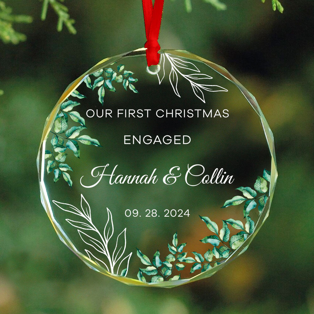 Personalized Engaged Glass Christmas Ornament, Engagement Party Gift - image 2