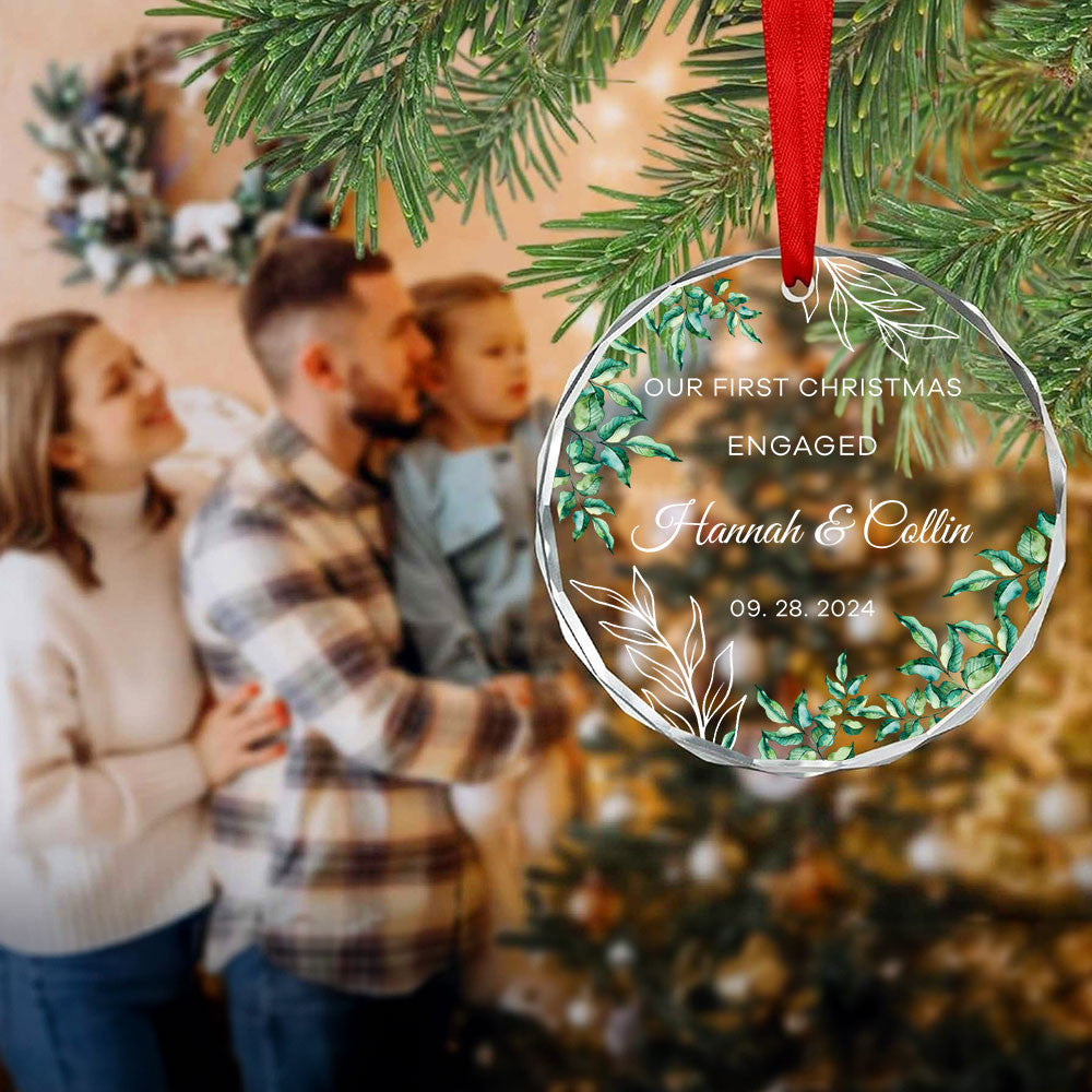 Personalized Engaged Glass Christmas Ornament, Engagement Party Gift - image 6