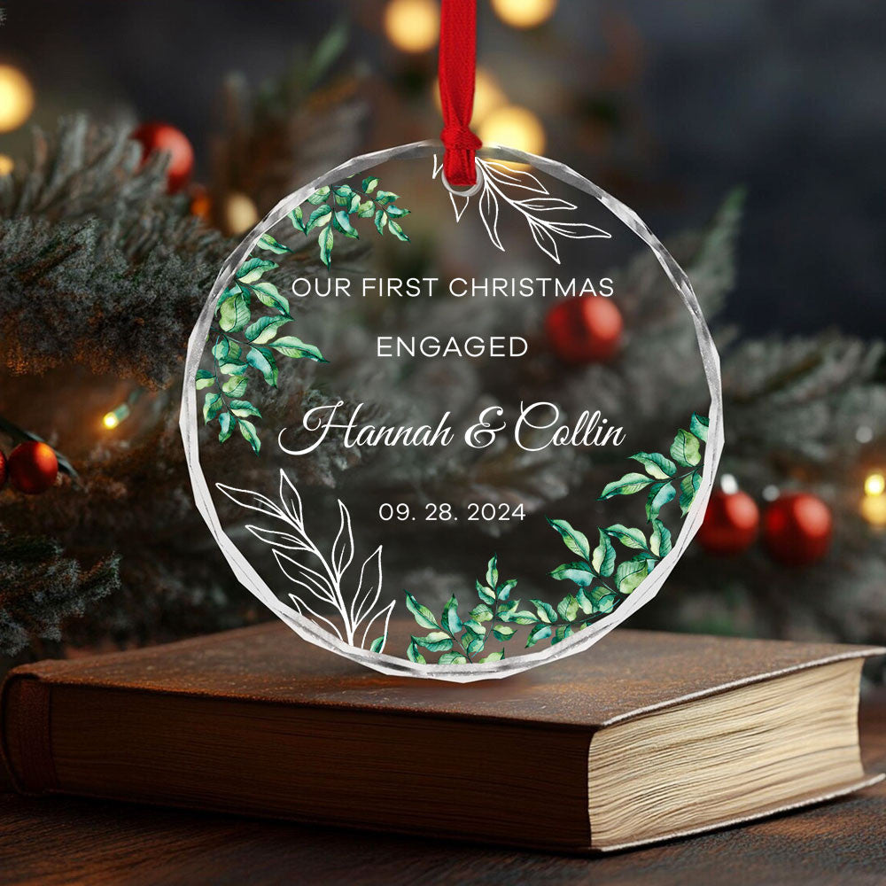 Personalized Engaged Glass Christmas Ornament, Engagement Party Gift - image 7