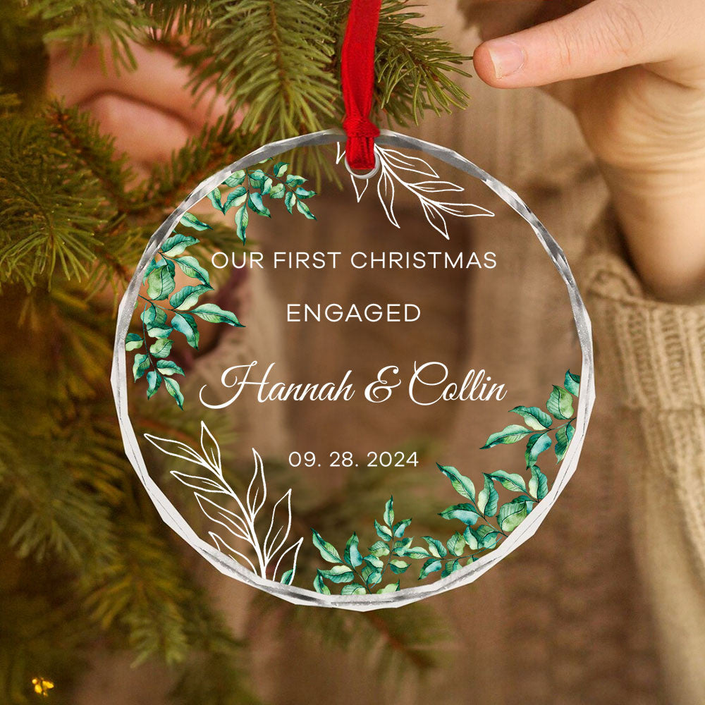 Personalized Engaged Glass Christmas Ornament, Engagement Party Gift - image 4