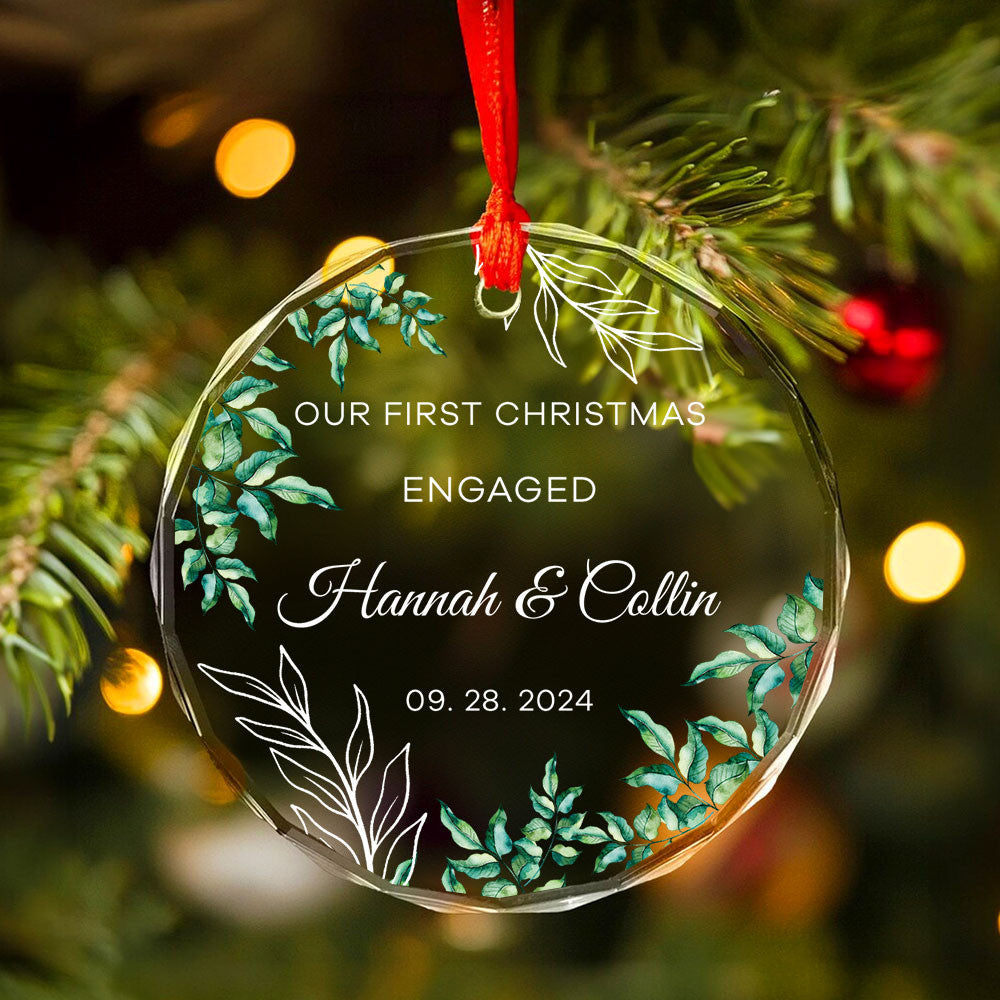 Personalized Engaged Glass Christmas Ornament, Engagement Party Gift - image 3