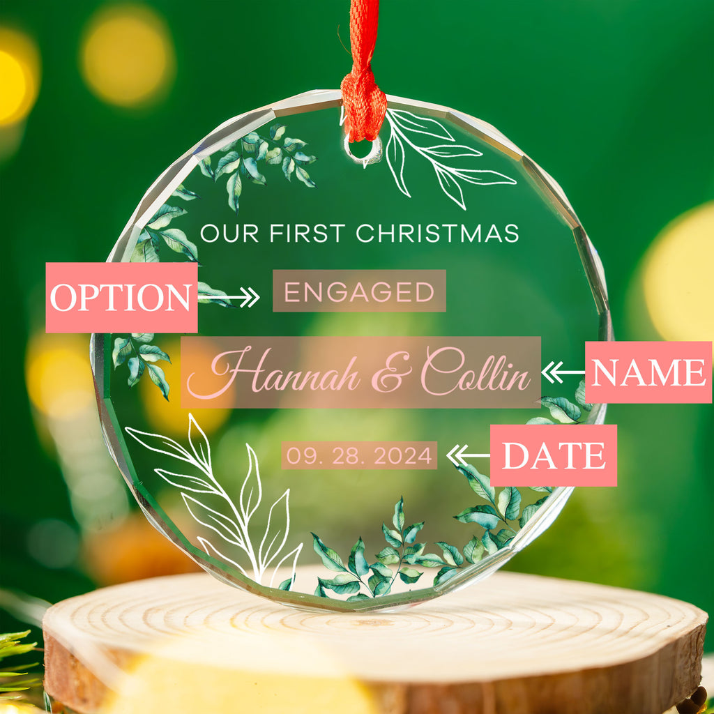 Personalized Engaged Glass Christmas Ornament, Engagement Party Gift - image 5