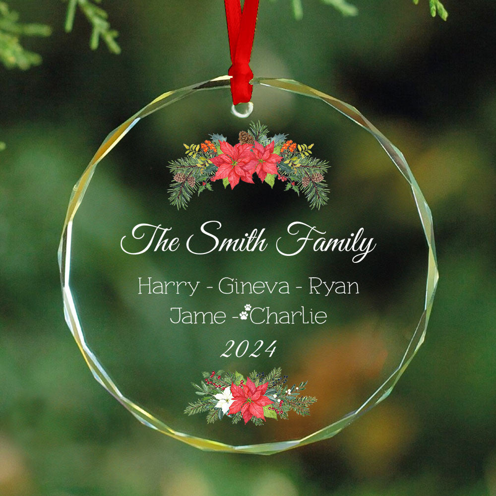 Personalized Family Christmas Tree Glass Ornament, Family Names Keepsake - image 4