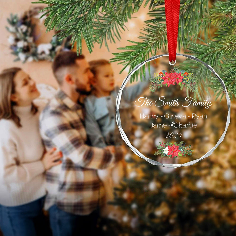 Personalized Family Christmas Tree Glass Ornament, Family Names Keepsake - image 6