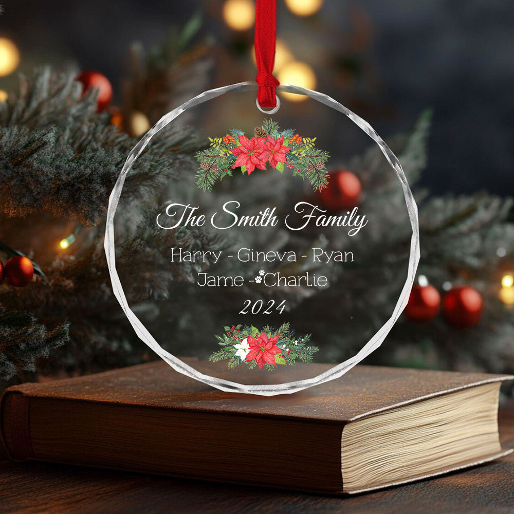 Personalized Family Christmas Tree Glass Ornament, Family Names Keepsake - image 3
