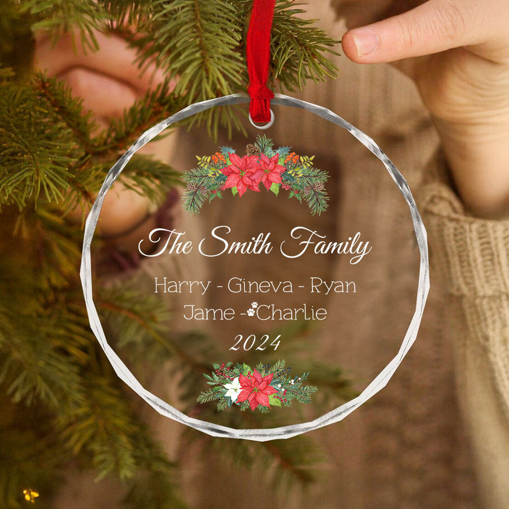 Personalized Family Christmas Tree Glass Ornament, Family Names Keepsake - image 7