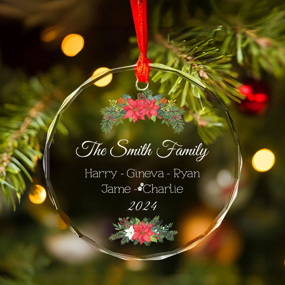 Personalized Family Christmas Tree Glass Ornament, Family Names Keepsake - image 2