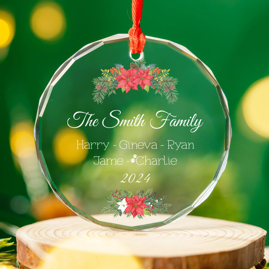 Personalized Family Christmas Tree Glass Ornament, Family Names Keepsake - image 8