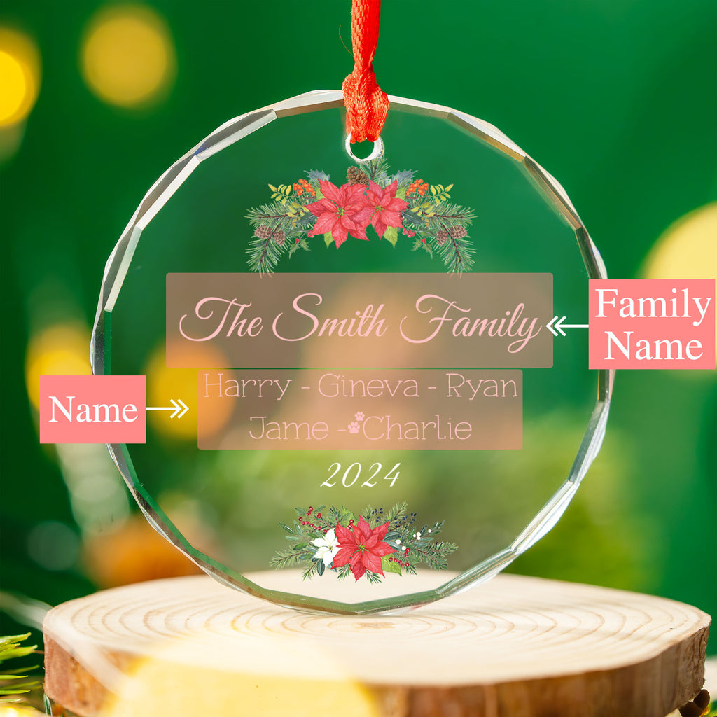 Personalized Family Christmas Tree Glass Ornament, Family Names Keepsake - image 5
