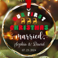 Personalized First Christmas as Mr and Mrs Glass Ornament, Engaged or Married Gift