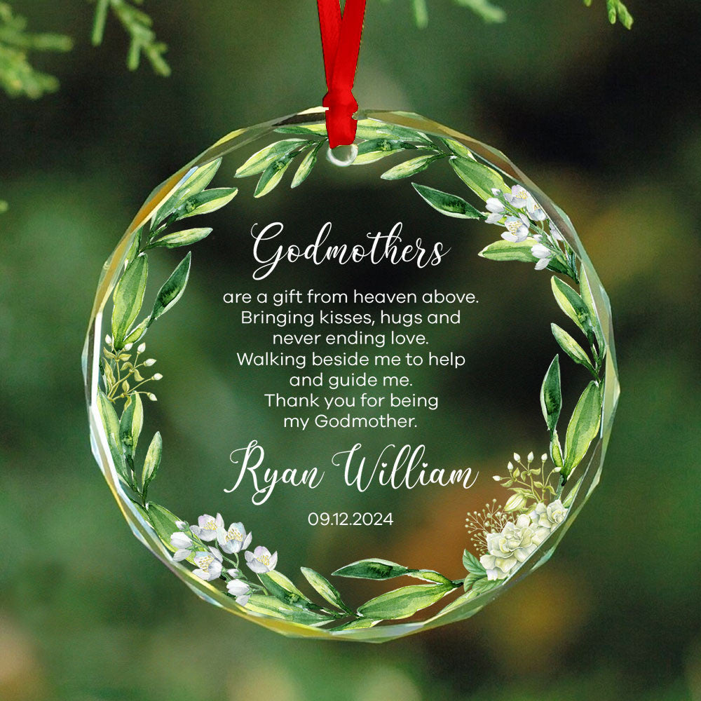 Personalized Baptism Glass Christmas Ornament, Godmother Gift - image 4