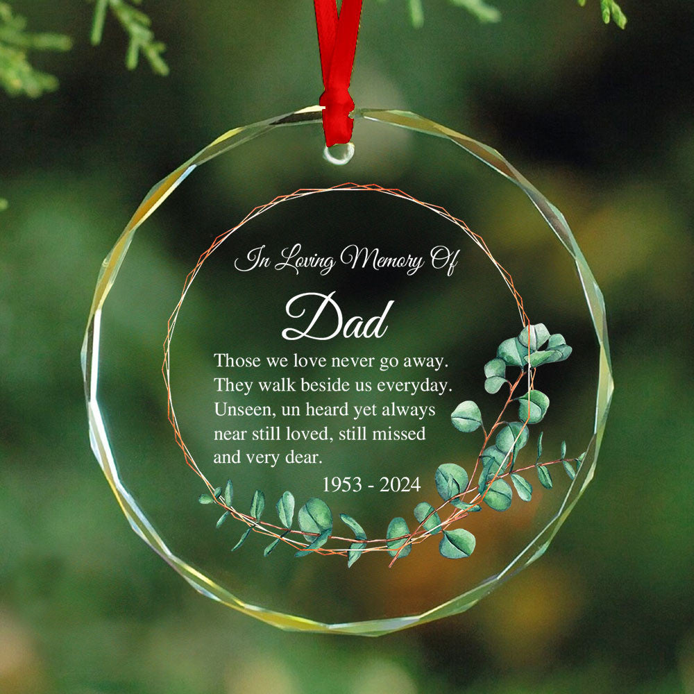 Personalized Memorial Glass Christmas Ornament, Loss of Father Sympathy Gift - image 2