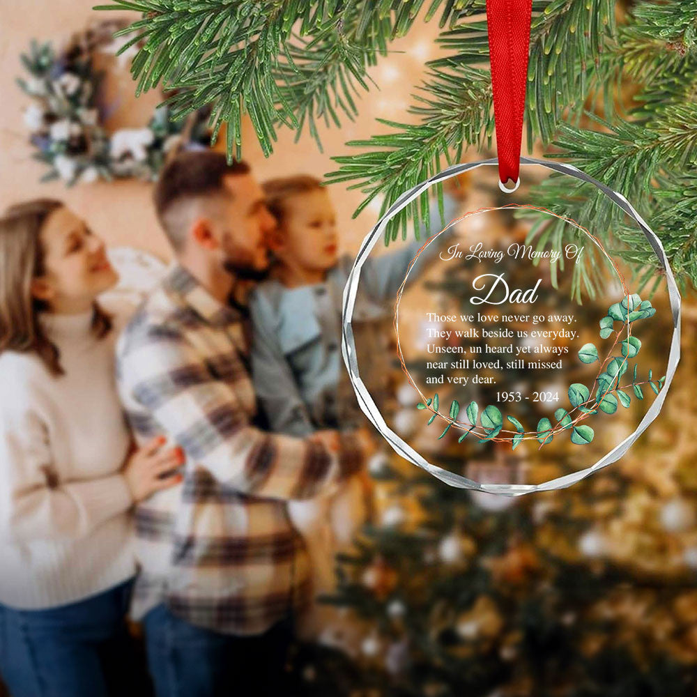 Personalized Memorial Glass Christmas Ornament, Loss of Father Sympathy Gift - image 7