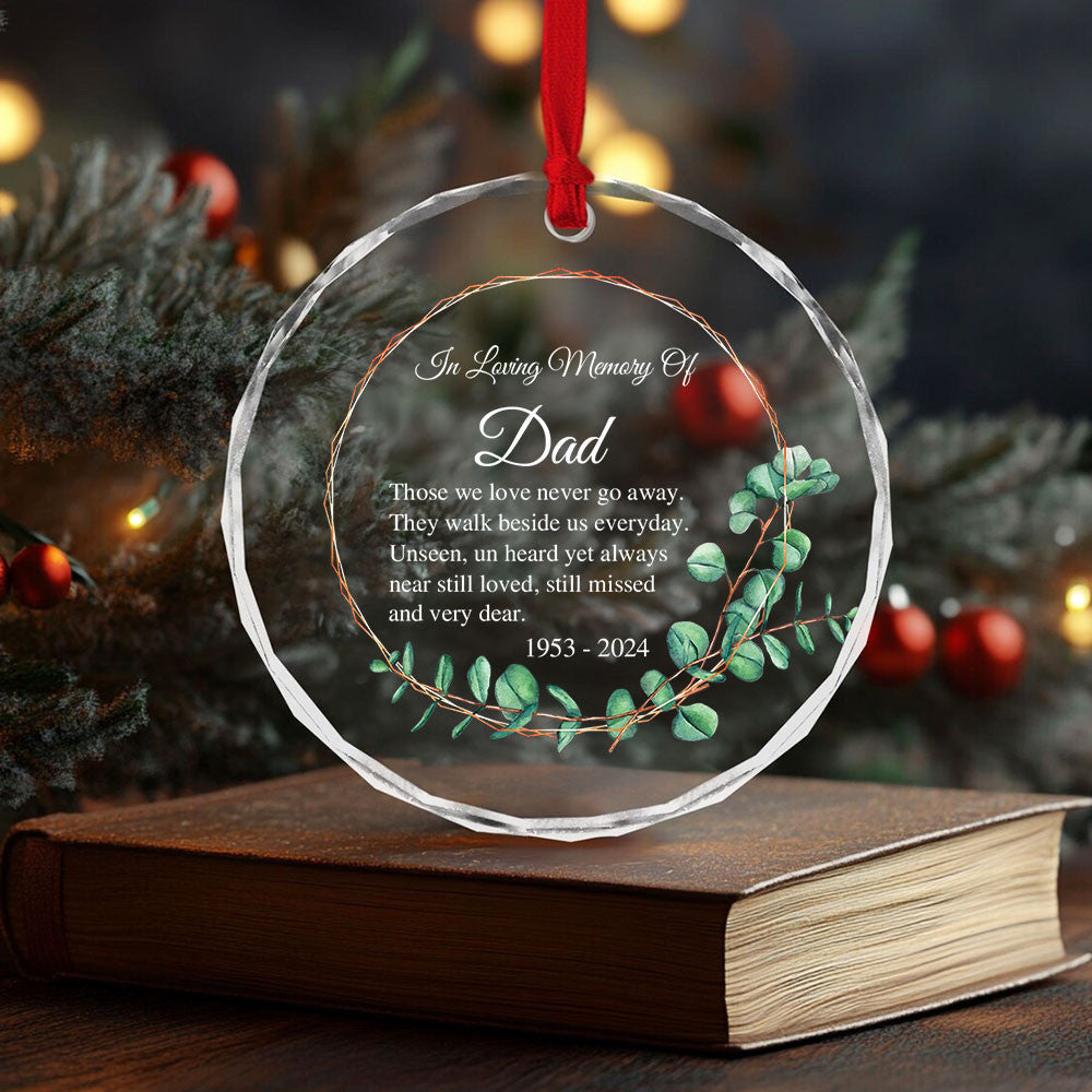 Personalized Memorial Glass Christmas Ornament, Loss of Father Sympathy Gift - image 6