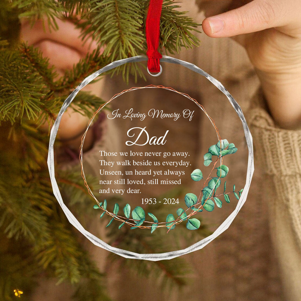 Personalized Memorial Glass Christmas Ornament, Loss of Father Sympathy Gift - image 4