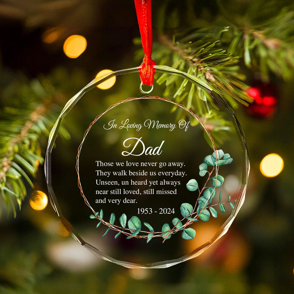 Personalized Memorial Glass Christmas Ornament, Loss of Father Sympathy Gift