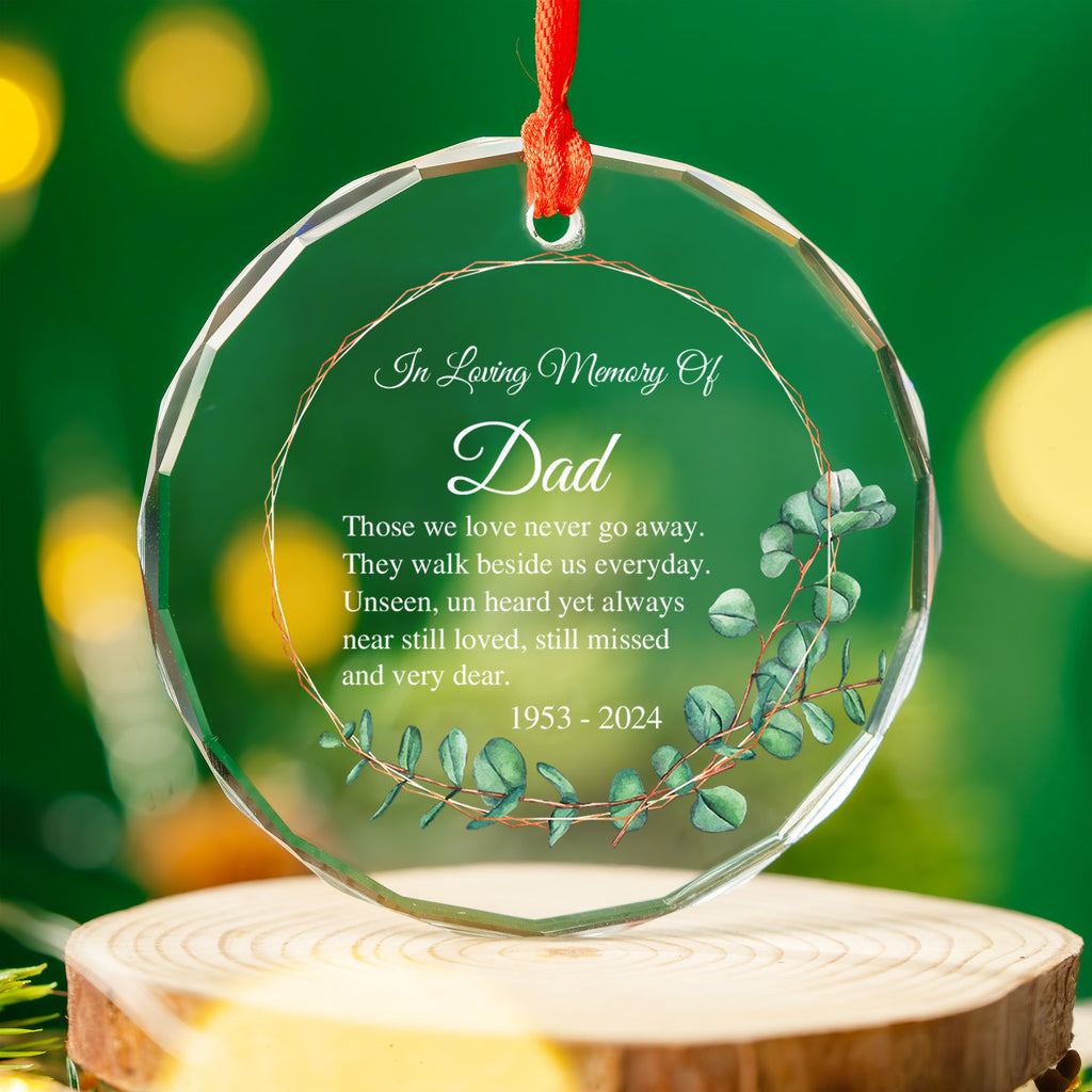 Personalized Memorial Glass Christmas Ornament, Loss of Father Sympathy Gift - image 8
