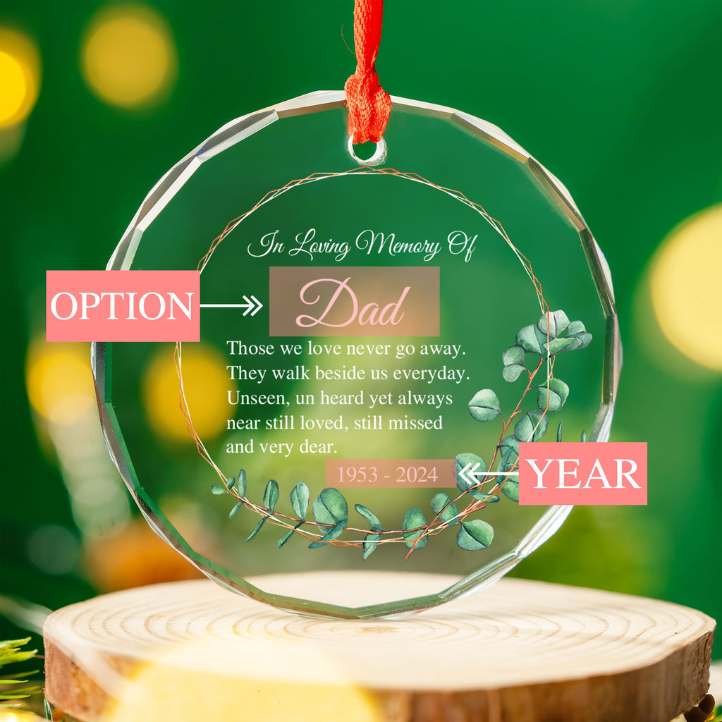 Personalized Memorial Glass Christmas Ornament, Loss of Father Sympathy Gift - image 5