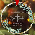 Personalized Baby Baptism Glass Christmas Ornament, Christening Keepsake Gift
