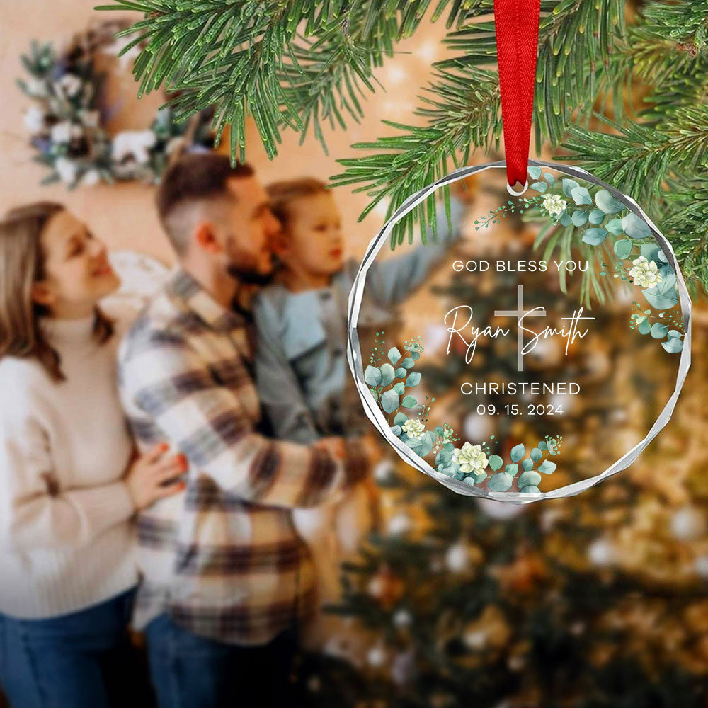 Personalized Baby Baptism Glass Christmas Ornament, Christening Keepsake Gift - image 7