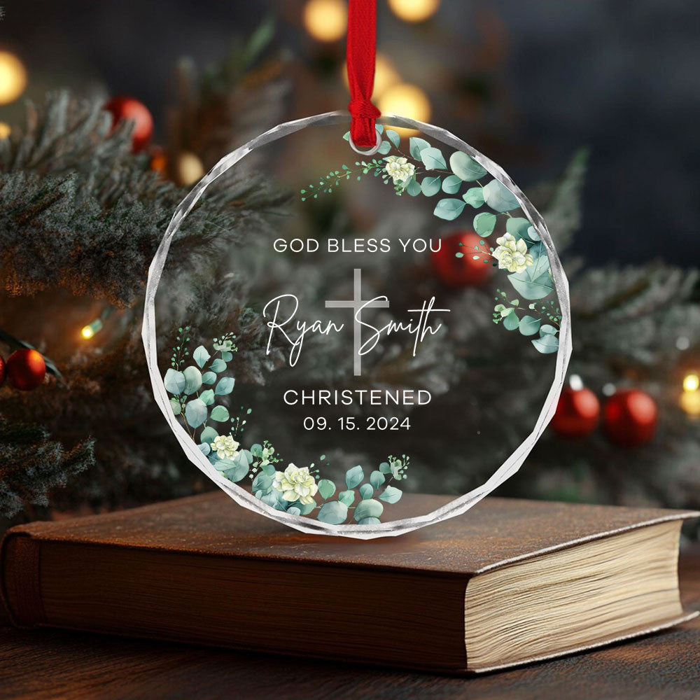 Personalized Baby Baptism Glass Christmas Ornament, Christening Keepsake Gift - image 6