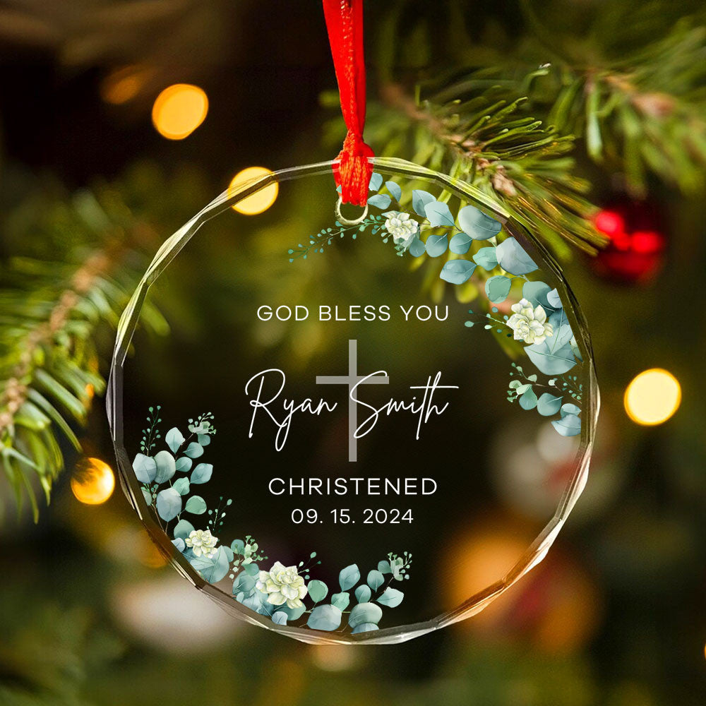 Personalized Baby Baptism Glass Christmas Ornament, Christening Keepsake Gift - image 4