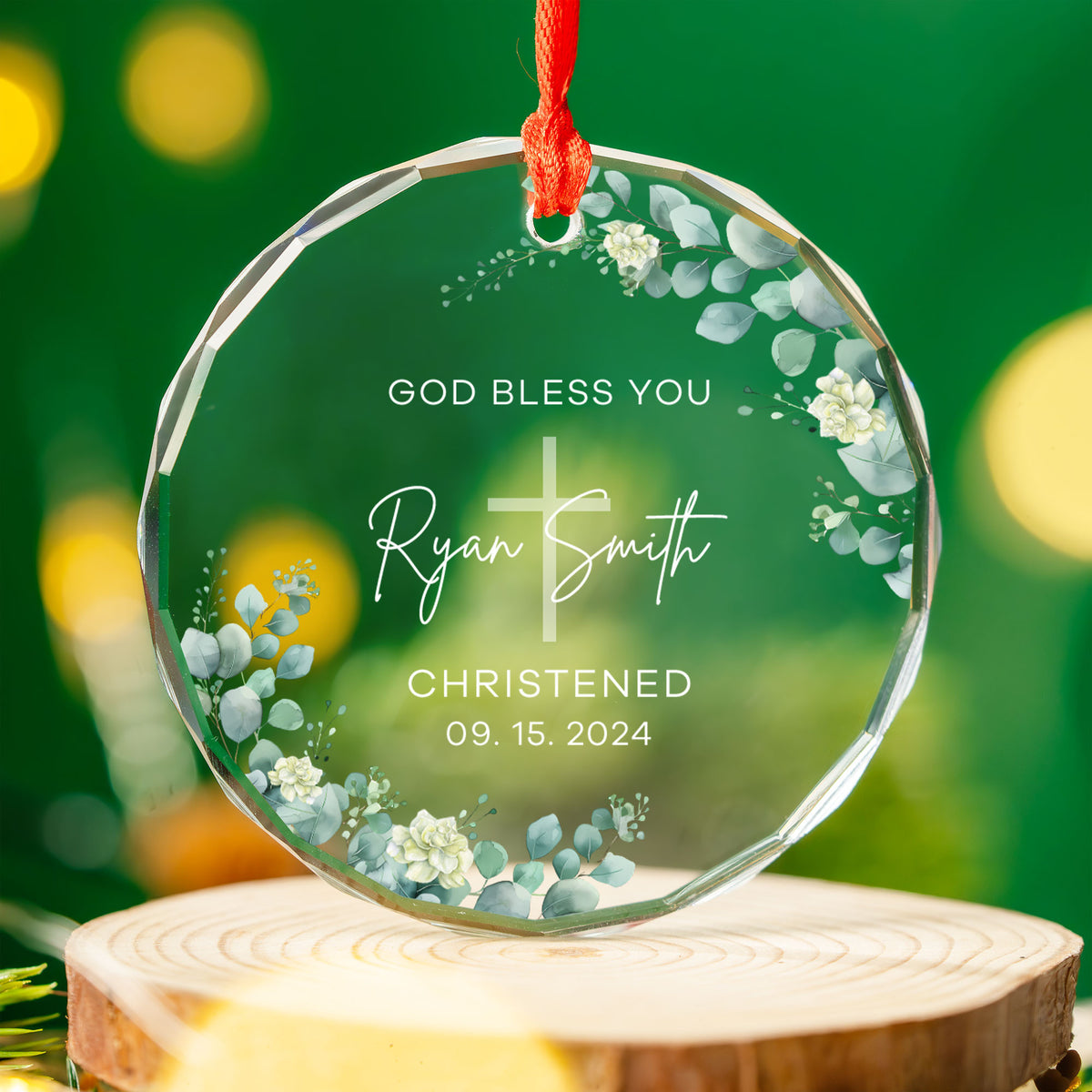 Personalized Baby Baptism Glass Christmas Ornament, Christening Keepsake Gift - image 8