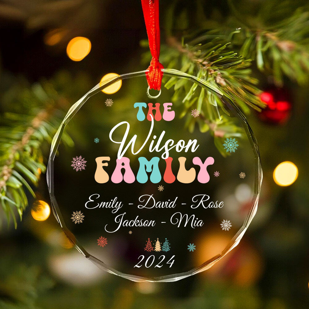 Personalized Family Glass Christmas Ornament, Xmas Tree Decoration Gift - image 3
