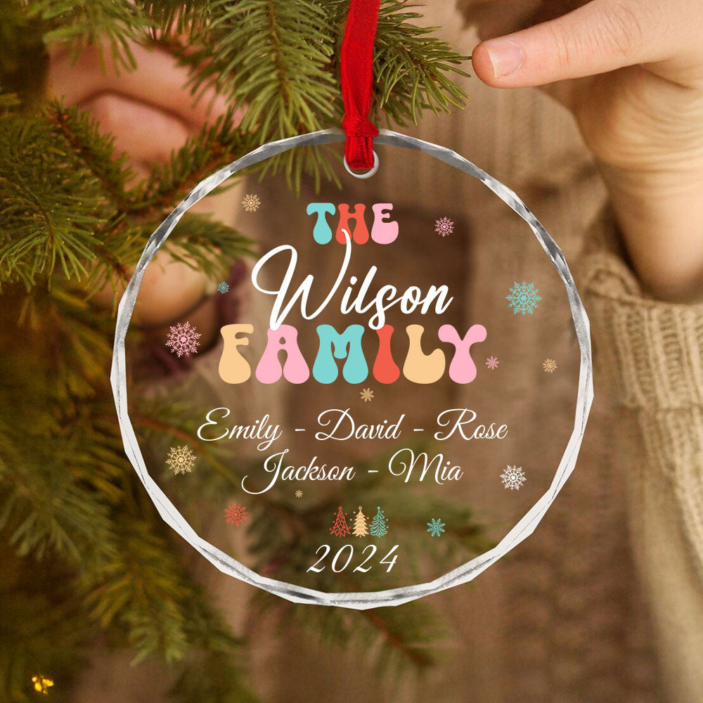 Personalized Family Glass Christmas Ornament, Xmas Tree Decoration Gift - image 5
