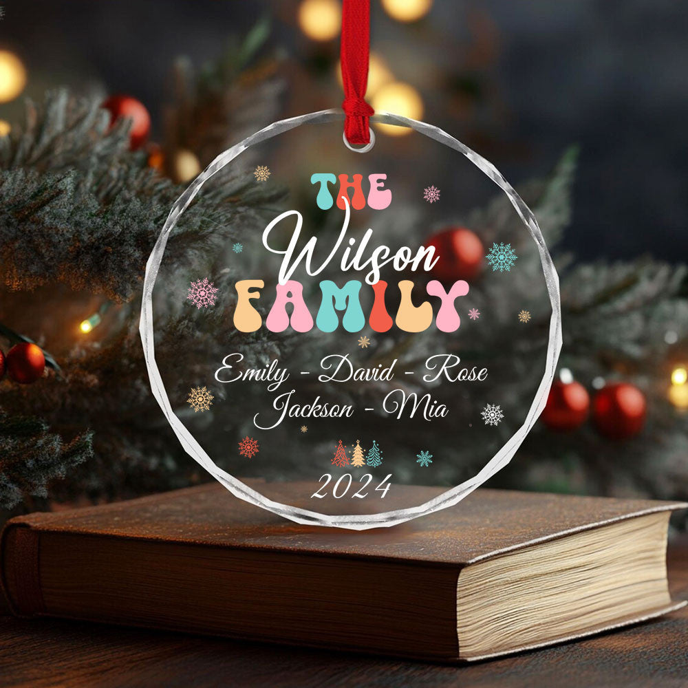 Personalized Family Glass Christmas Ornament, Xmas Tree Decoration Gift - image 4