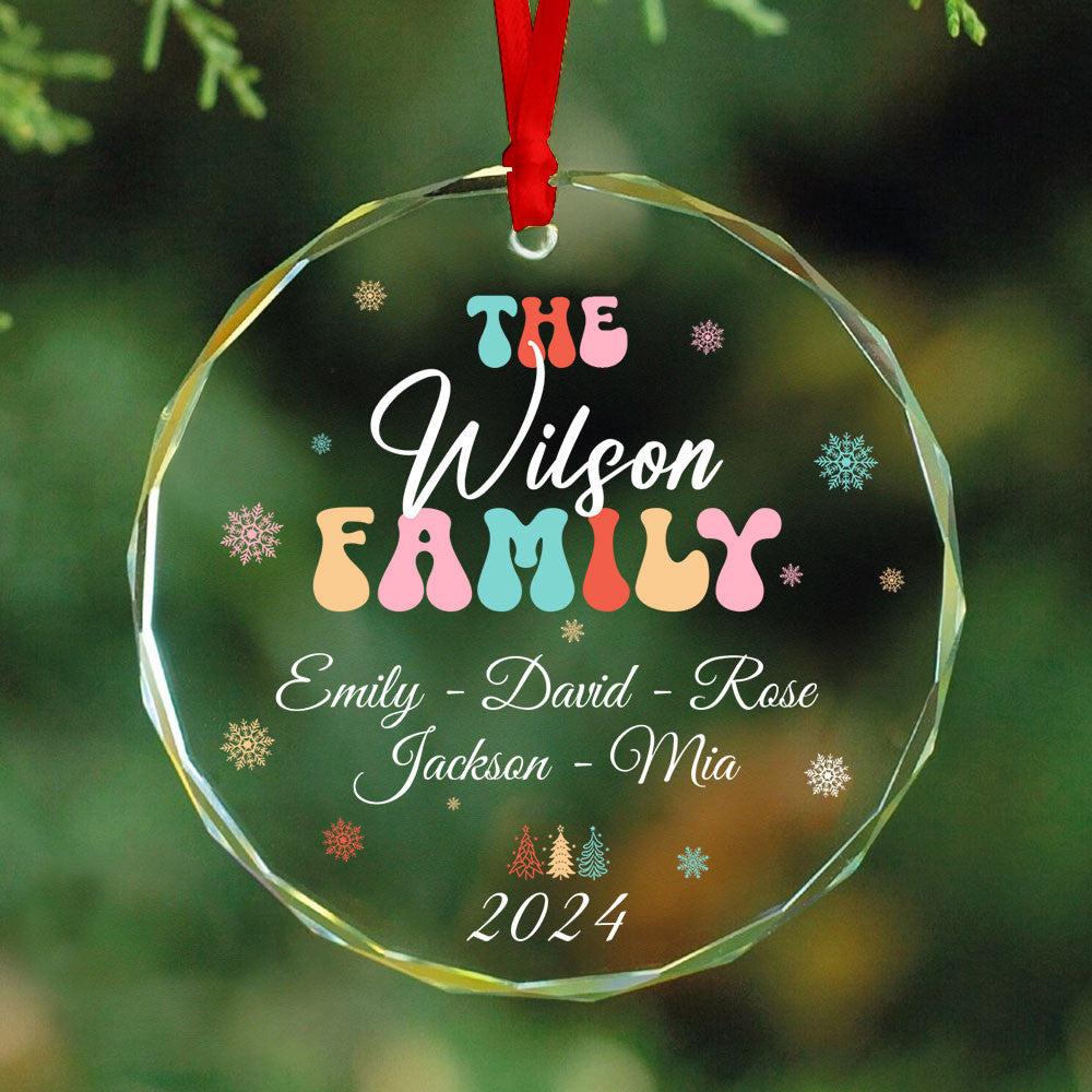 Personalized Family Glass Christmas Ornament, Xmas Tree Decoration Gift - image 2