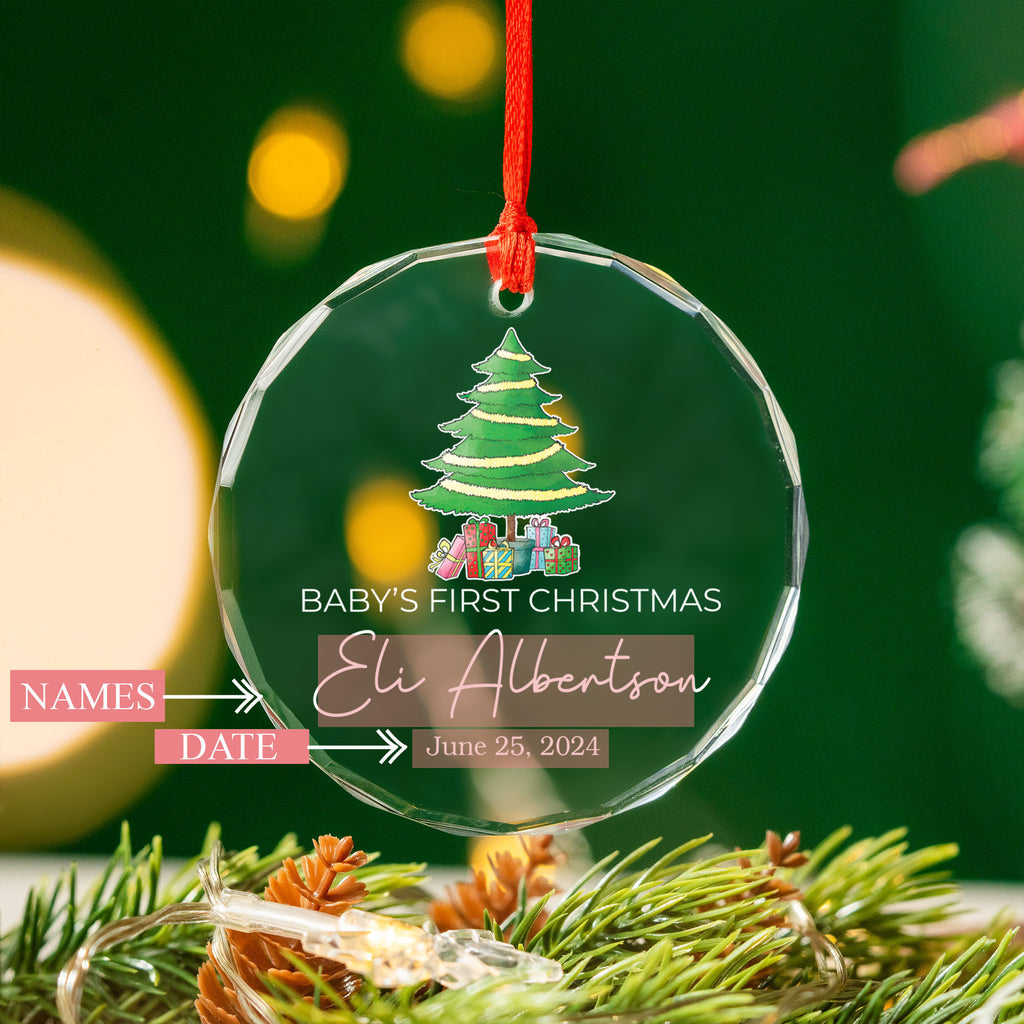 Personalized Baby Glass Christmas Ornament, Baby Xmas Gift - image 3