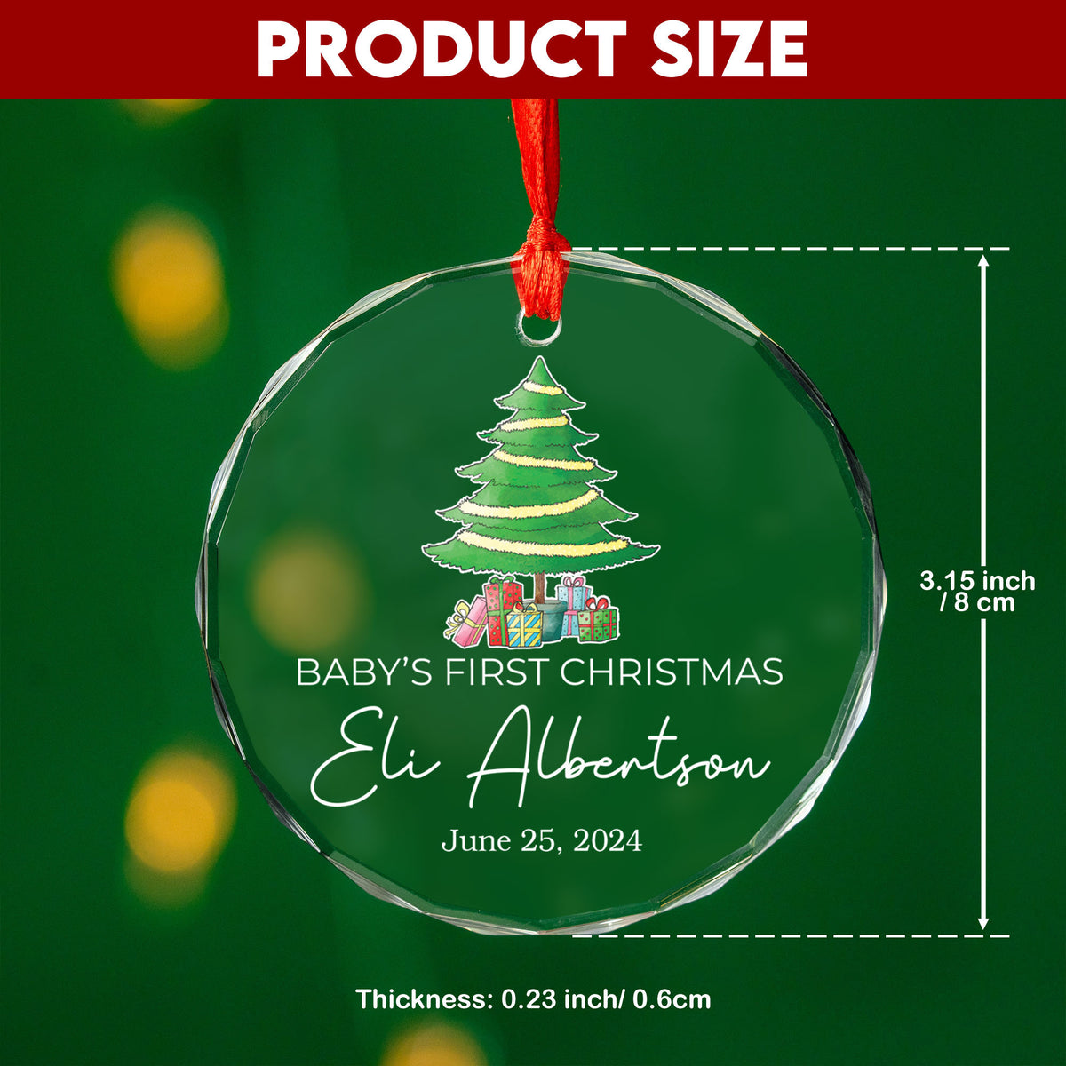 Personalized Baby Glass Christmas Ornament, Baby Xmas Gift - image 4