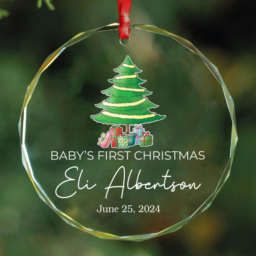 Personalized Baby Glass Christmas Ornament, Baby Xmas Gift