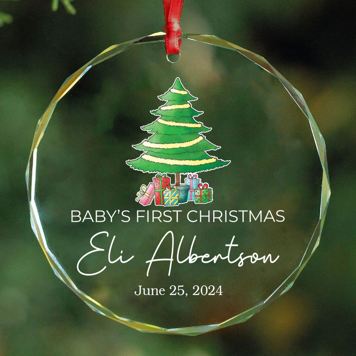 Personalized Baby Glass Christmas Ornament, Baby Xmas Gift