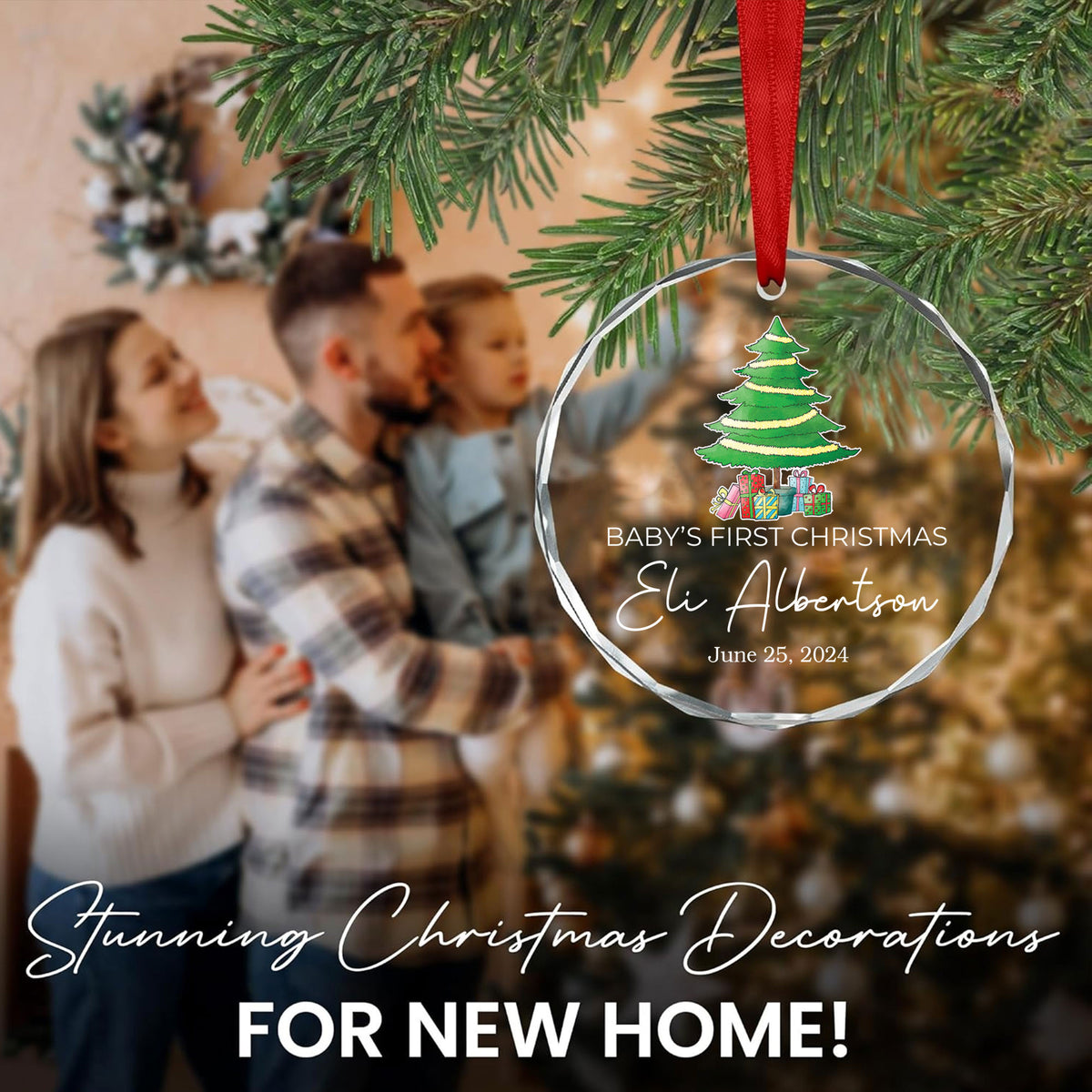Personalized Baby Glass Christmas Ornament, Baby Xmas Gift - image 6