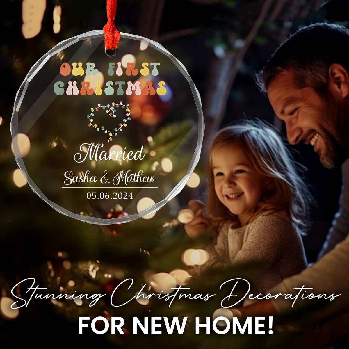 Personalized Engagement Glass Christmas Ornament, 1st Christmas Engaged Gift - image 5