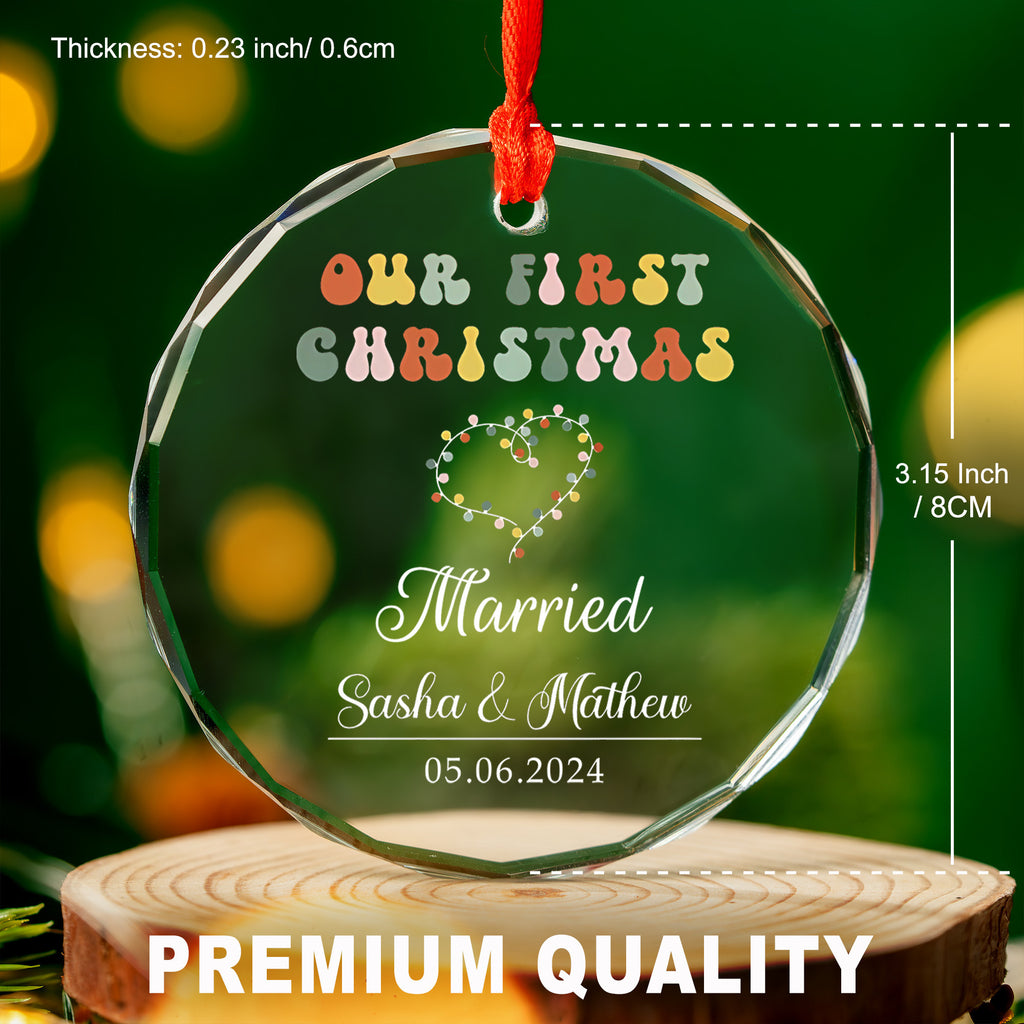 Personalized Engagement Glass Christmas Ornament, 1st Christmas Engaged Gift - image 2