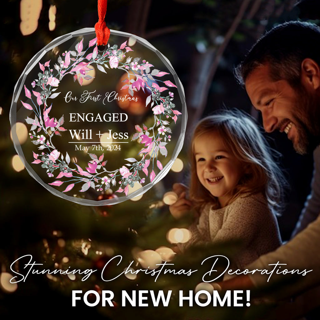 Personalized Couples Glass Christmas Ornament, Engagement Gift - image 4