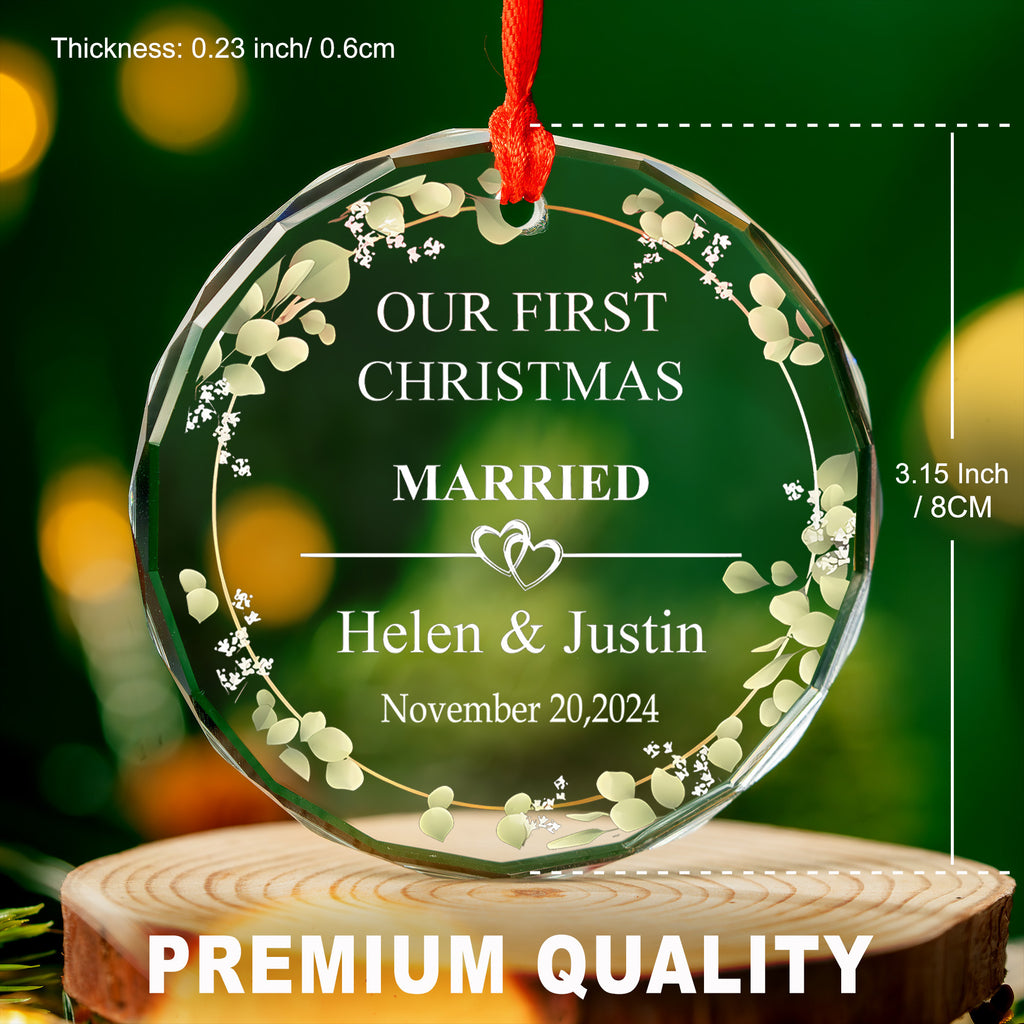 Personalized First Christmas Married Glass Ornament, Wedding Gift - image 6