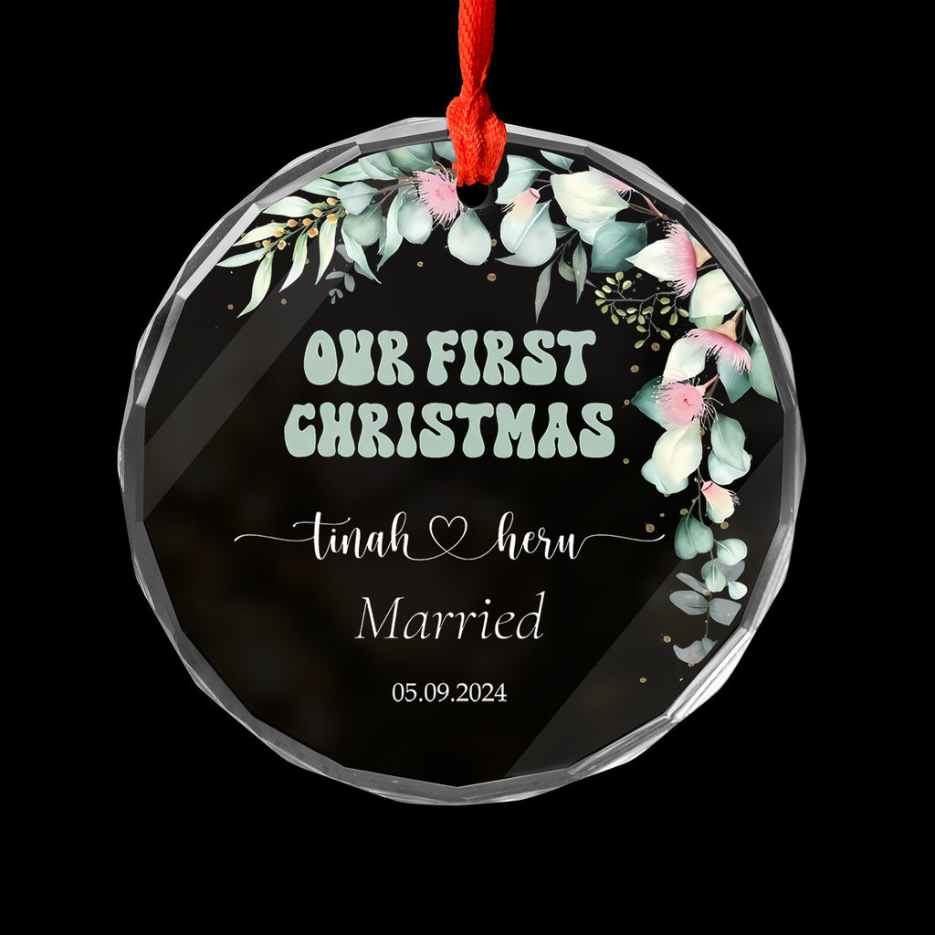 Personalized Engagement Glass Christmas Ornament 2026, Our First Christmas Gift for Fiance - image 2