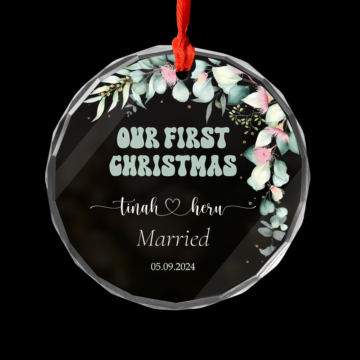 Personalized Engagement Glass Christmas Ornament 2026, Our First Christmas Gift for Fiance - image 2