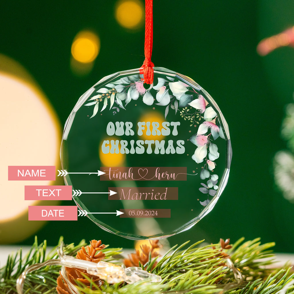 Personalized Engagement Glass Christmas Ornament 2026, Our First Christmas Gift for Fiance - image 4